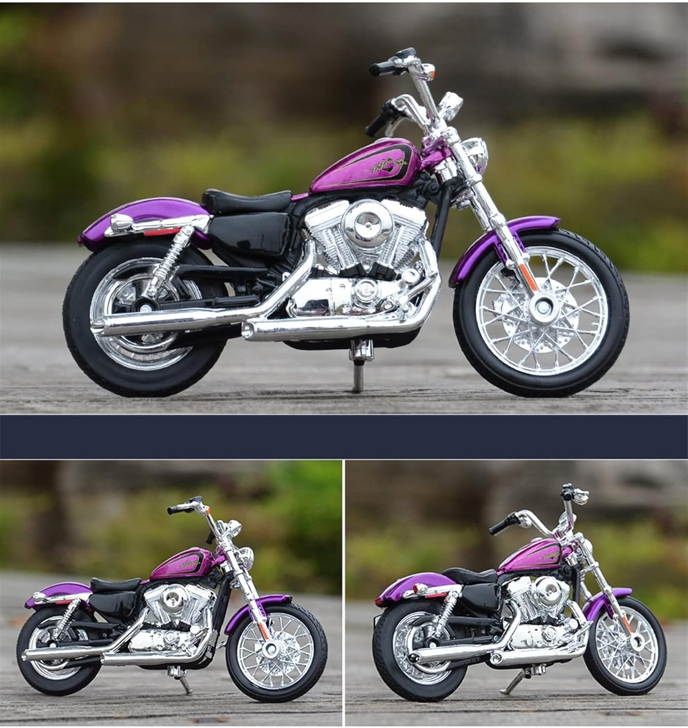 for Harley-Davidson 2013 XL 1200V 1:18 Seventy-Two Die-cast Vehicle Replica Collection Hobby Motorcycle Model Toy Gift Motorcycle Model(Purple)