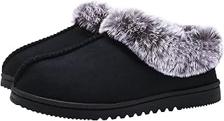 UBXRIN Womens Fuzzy Memory Foam Slippers Boots Cozy Faux Fur House Shoes Indoor Outdoor
