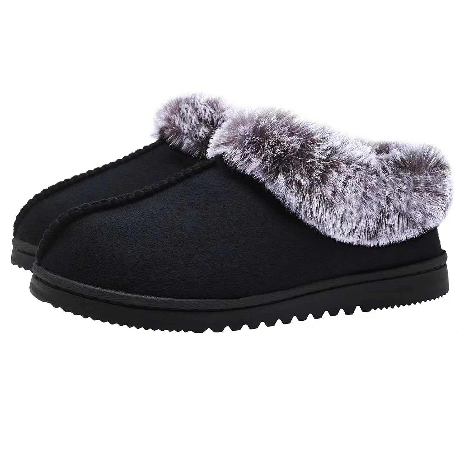 UBXRIN Womens Fuzzy Memory Foam Slippers Boots Cozy Faux Fur House Shoes Indoor Outdoor Rubber Sole Anti-Skid