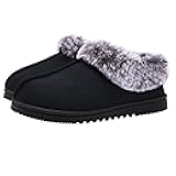 Womens Fuzzy Memory Foam Slippers Boots Cozy Faux Fur House Shoes Indoor Outdoor Rubber Sole Anti-Skid
