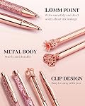 WEMATE 8Pcs Ballpoint Pens Set,Ballpoint Pen Bling for Women,Girly Pens,Black and Blue Ink Ball Point Pen Gifts for Wedding Bridesmaid Gifts (Rose Gold) | Fancy Pens for Journaling, Office & Gift Supplies for Women Girls, Birthday and Back to School