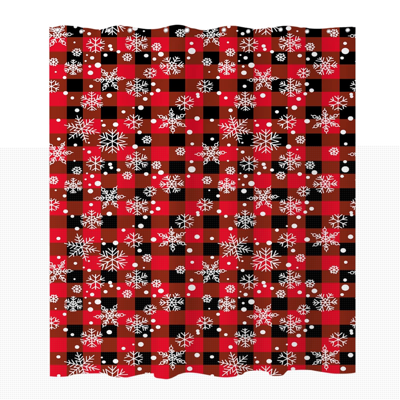 YuyouquRed Buffalo Check Plaid Shower Curtain Geometric Striped Snowflake Xmas Aesthetic for Bathroom Decor Polyester Fabric Waterproof Sets with 12 Hooks 72x72 Inch