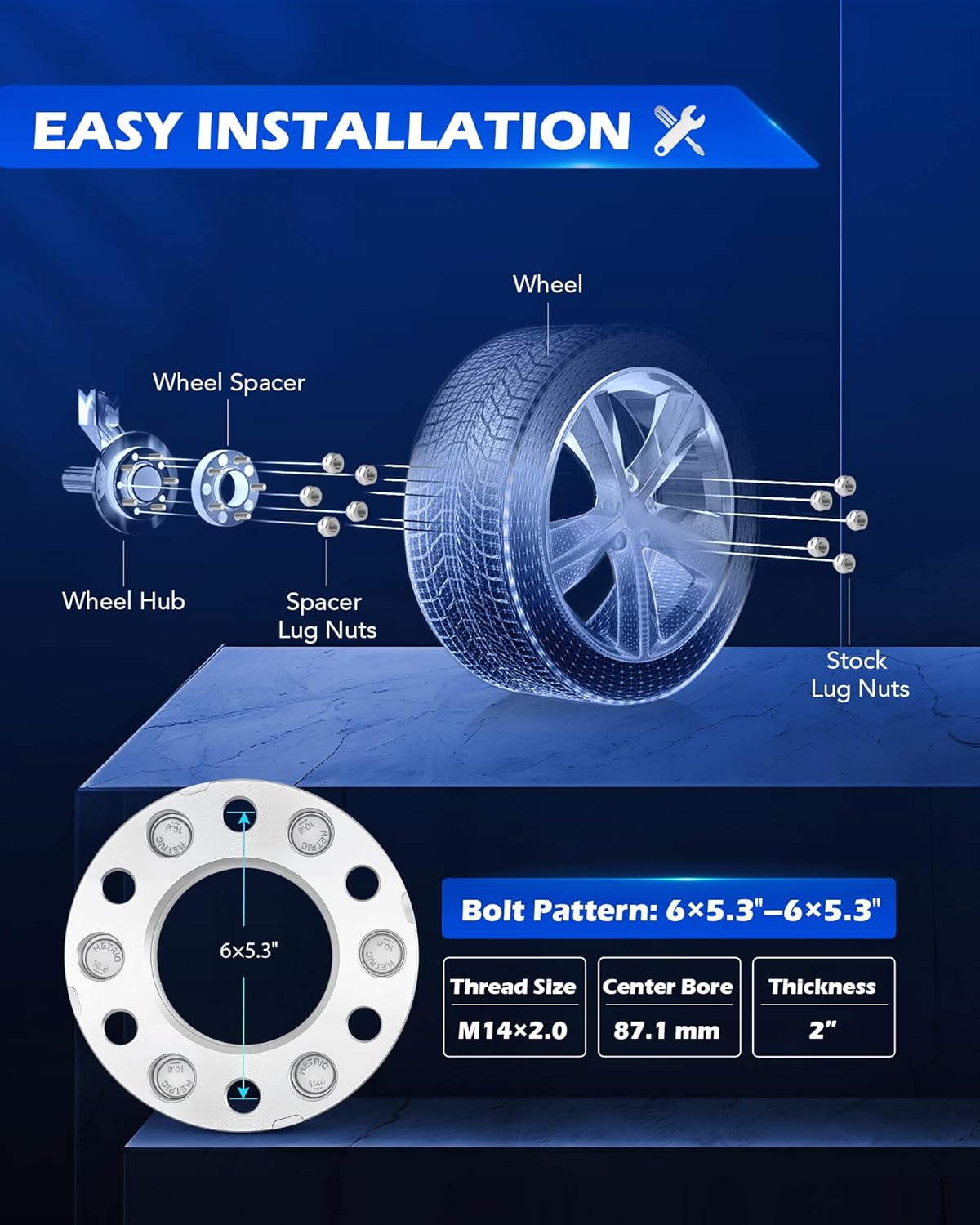 Orion Motor Tech 6x135 Wheel Spacers with 14x2.0 Studs Compatible with 2004-2014 Ford F-150 (Unfit 04-08 XL/XTL), 2003-2018 Ford Expedition, 2003-2014 Lincoln Navigator, 4pcs