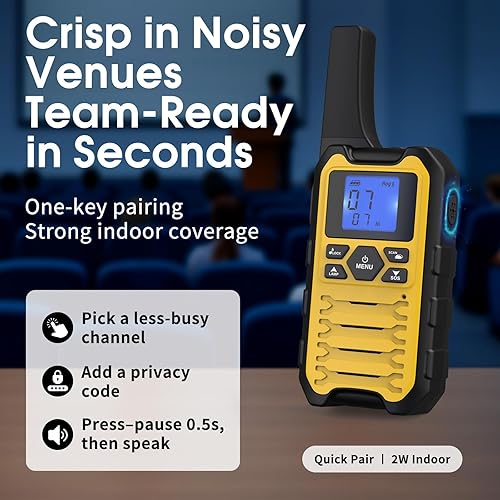 Miniatura 3 de Wishouse Walkie Talkies K15 de largo alcance para adultos, radios recargables bidireccionales, paquete de 4, 2 W FRS, 22 canales, USB-C, linterna,