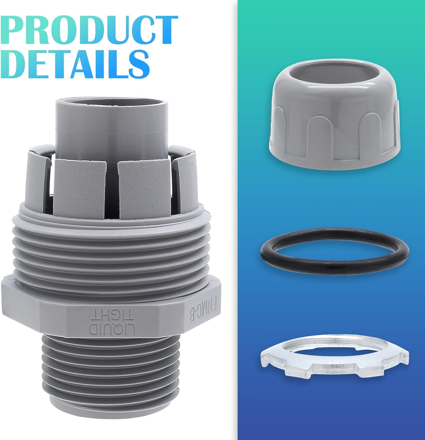 2 Pack NPT Nonmetallic Conduit 1-in Electrical Conduit Fittings PVC Straight Connectors Liquid Tight Conduit Connectors