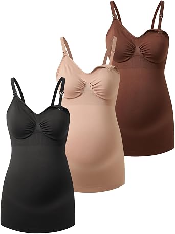 HOFISH Support Nursing Tank Tops for Breastfeeding, Comfort Stretch Maternity Camisoles