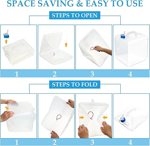 Miniatura 4 de Lallisa Paquete de 10 recipientes de agua plegables con espiga, jarra plegable para almacenamiento de agua, de plástico transparente portátil, para