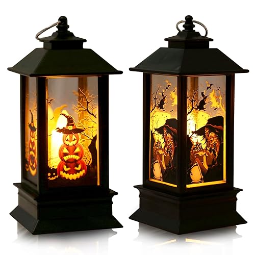 ABTOLS Halloween Decor Black Gothic Lantern Lights Mini Halloween Pumpkin