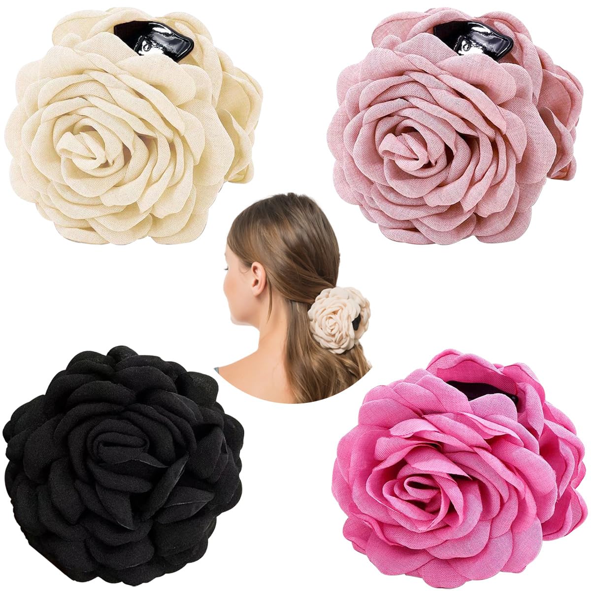 Amazon.com : 4 PCS Rose Flower Claws Clips Large Hawaiian Rose