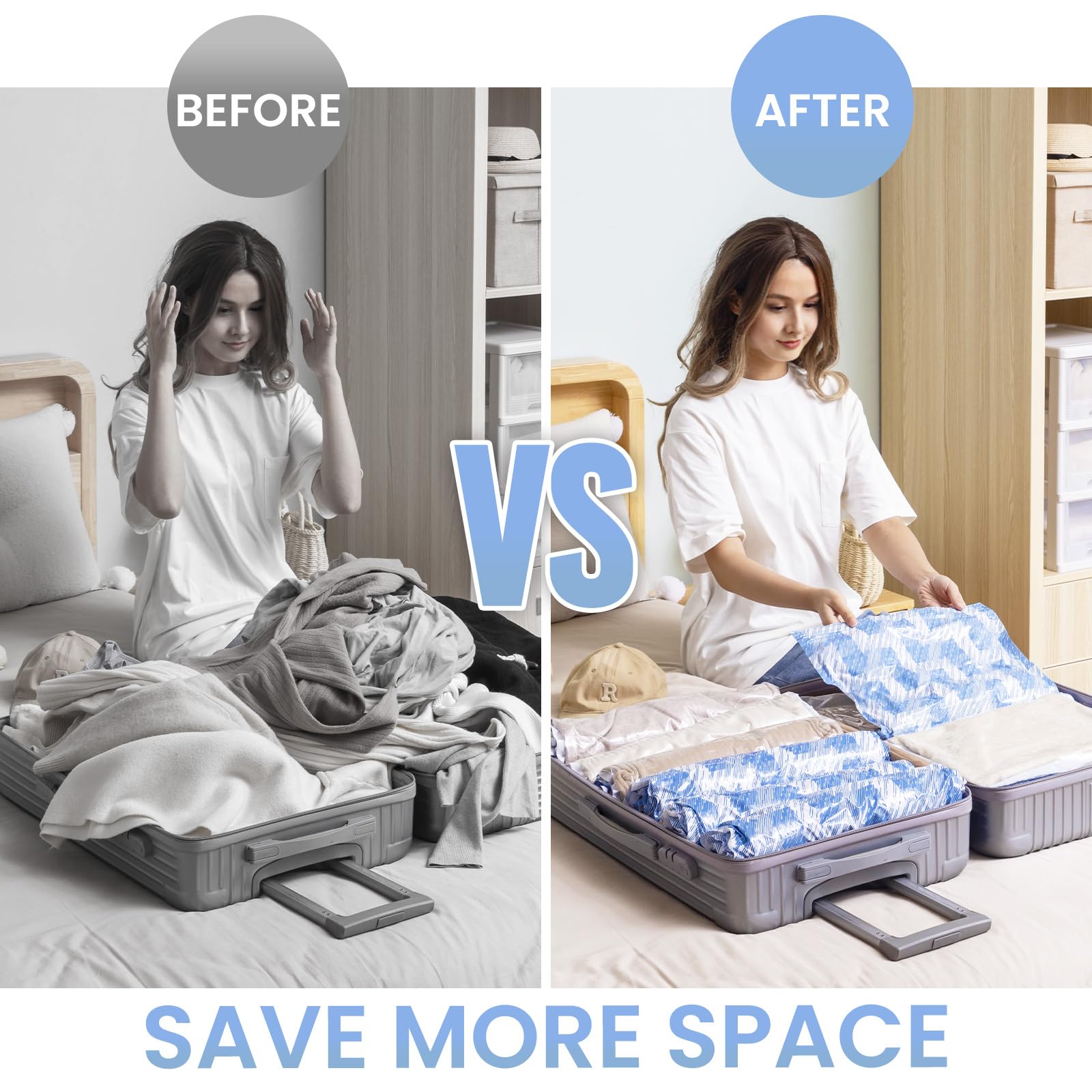 TAILI Small Vacuum Bags for Clothes Travel 10 Pack Vacuum Storage Bags 40 X 60 CM Reusable Saves 80% of Storage Space Saver for Clothes Bedding - Image 4