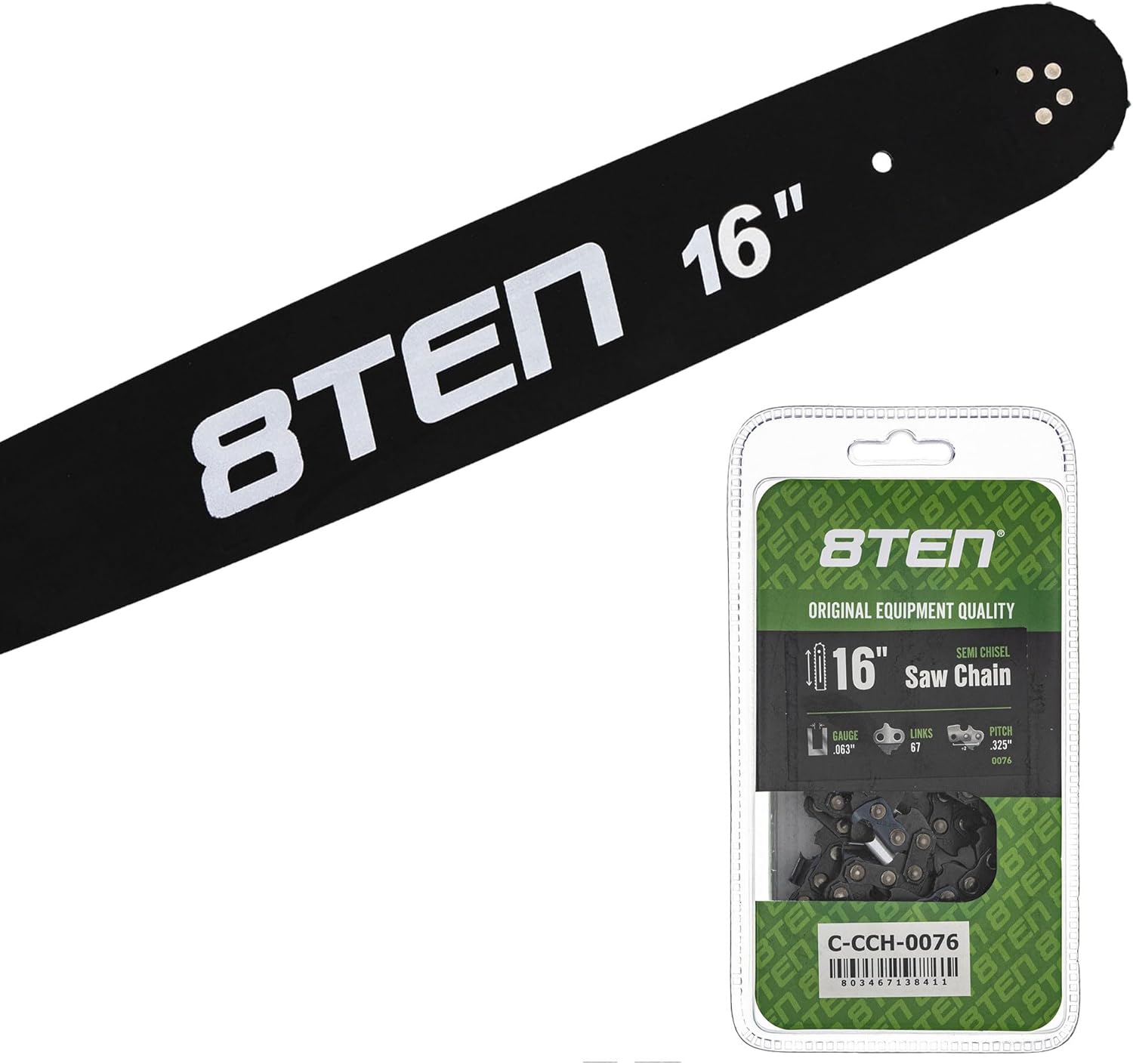 8TEN 16" Chainsaw Guide Bar & Chain .063 13/40 67DL for Stihl 066 044 Homelite Solo 30030086613 26RS367E