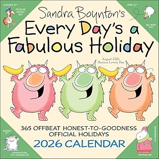 Sandra Boynton's Every Day's a Fabulous Holiday 2026 Wall Calendar
