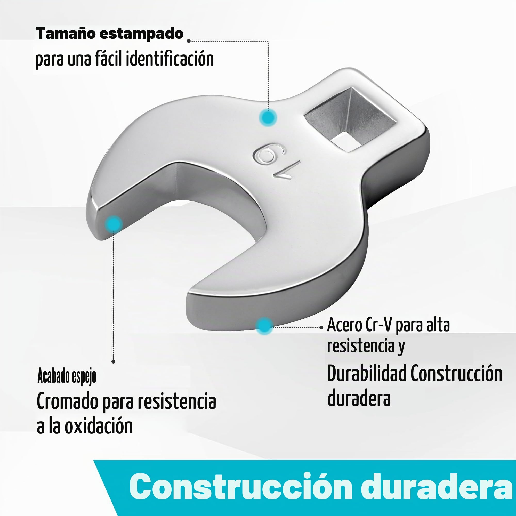 DURATECH Juego de Llaves Crowfoot de 3/8", Juego de 10 Llaves de Pata de Gallo 10-19 mm, Acero Cr-V, con Organizador de Espuma EVA | Para trinquete y llave dinamométrica, organizador EVA