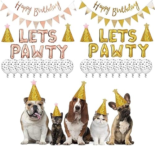 Miniatura 8 de Suministros para fiesta de cumpleaños de perro y gato, globos con estampado de patas de perro, globo de lentejuelas, globos de papel de aluminio,