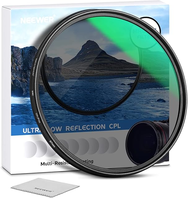 NEEWER 67mm Polarizing Filter 30 Layer Multi Resistant Nano Coatings Circular Polarising Filter(CPL) Reduce Glare/Enhance Contrast/Ultra Slim/Reduces Reflection/HD Optical Glass Polarizer Filter