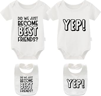 YSCULBUTOL Baby Twins bodysuits Did We Just Become Best Friends outfit Twins Baby Clothes
