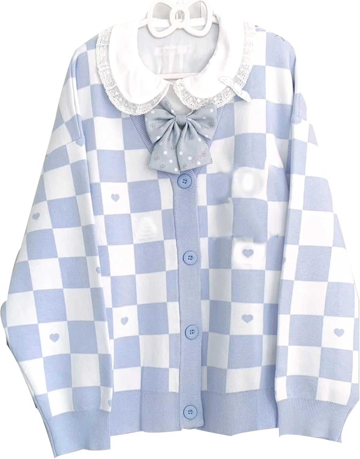 Cute Anime Knit Cardigan Kawaii Sweater for Women, Long Sleeve Button Down Uniform Style Outerwear, Soft Cozy Casual Knitwear