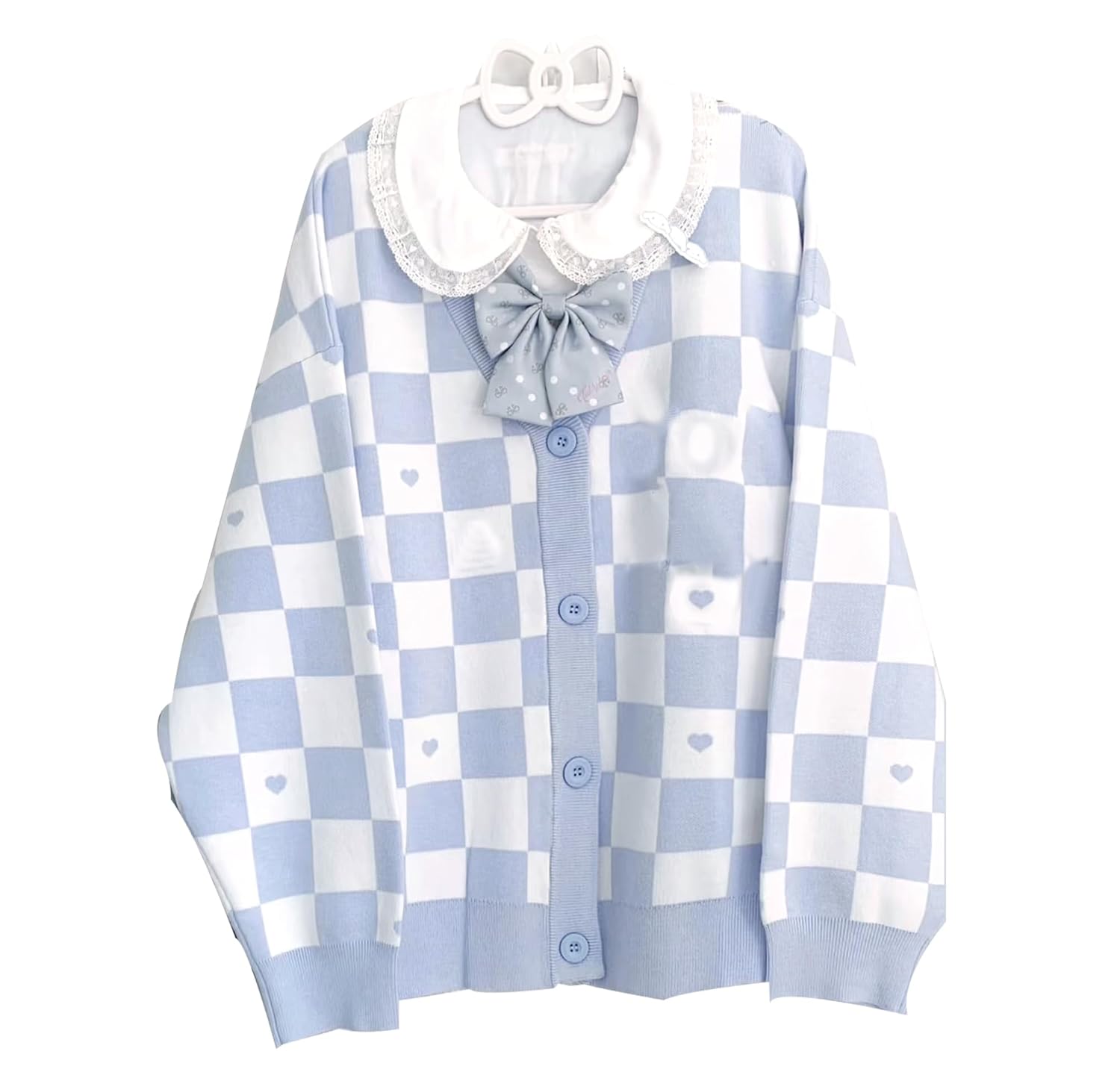 Cute Anime Knit Cardigan Kawaii Sweater for Women Long Sleeve Button Down Uniform Style Outerwear Soft Cozy Casual