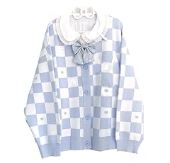 Cute Anime Knit Cardigan Kawaii Sweater for Women Long Sleeve Button Down Uniform Style Outerwear Soft Cozy Casual