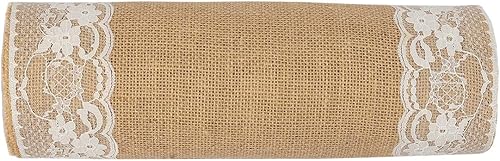 Miniatura 3 de MDS - 5 caminos de mesa de arpillera 100% natural de 12 x 108 pulgadas con encaje, camino rústico de yute bohemio vintage para bodas, recepciones,