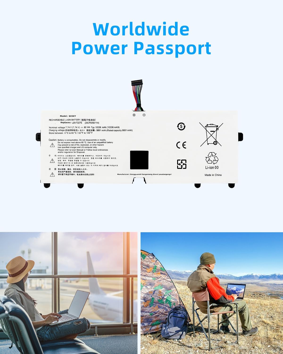 80Wh LBV7227E Laptop Battery Replacement for LG Gram 17Z90N 15Z90N Gram 16 2-in-1 16T90P 16Z90P 16Z90PG 16Z90PC 17Z90P 16ZD90P Series High Performance