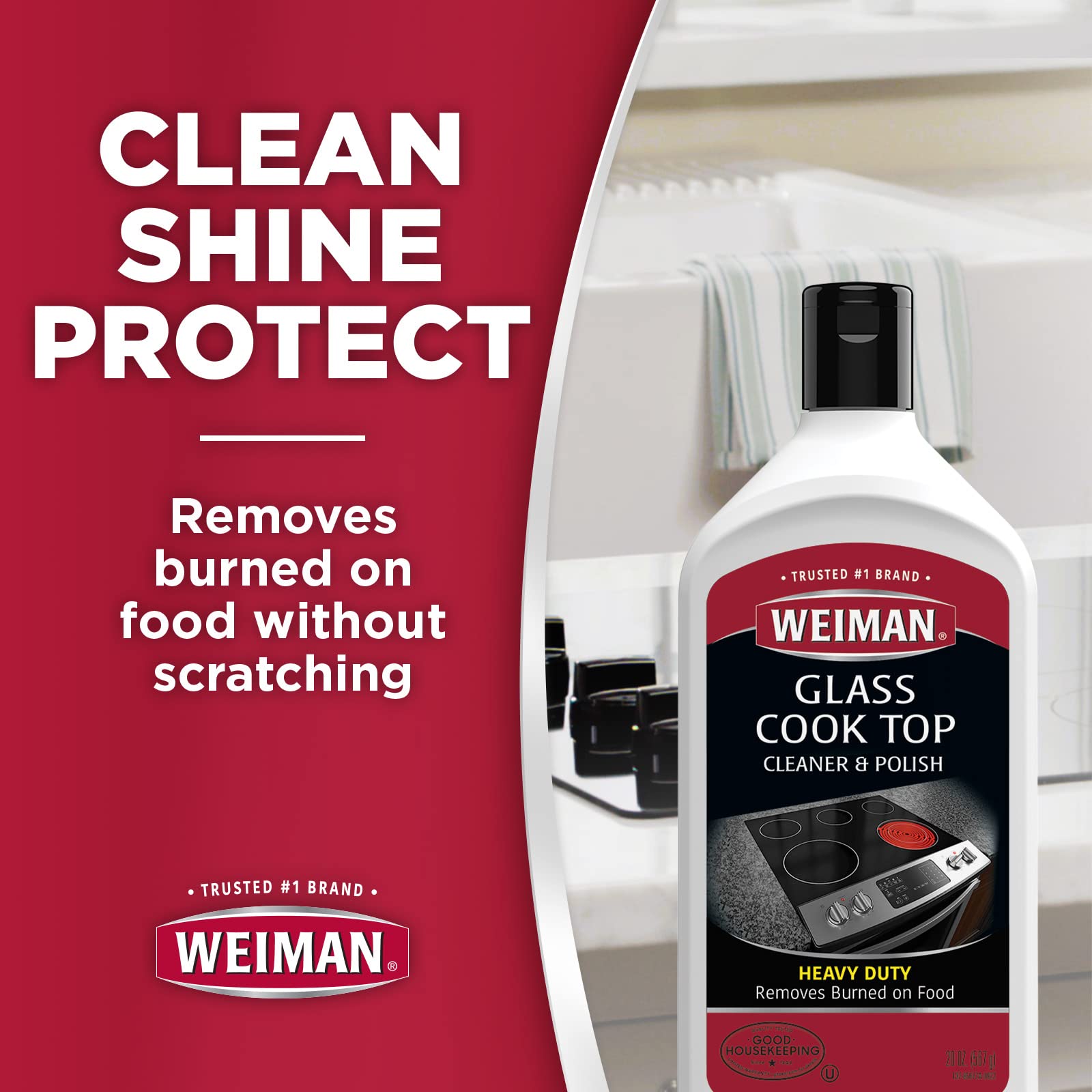 Weiman Ceramic and Glass Cooktop Cleaner and Polish - 20 Ounce 3 Pads - Heavy