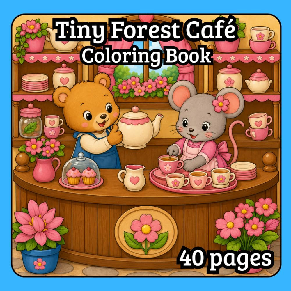 Tiny Forest Café: 40 Cozy Woodland Scenes to Color