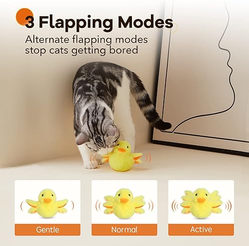 Vista 13 de Potaroma Juguetes para gatos recargables, gorrión de pájaro, tweet de chirrido realista, juguete de gatito activado por el tacto, juguetes