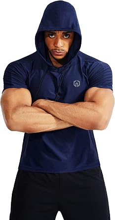 Neleus Men's Workout Tank Tops 3 Pack Sleeveless Running Shirts with Hoodie