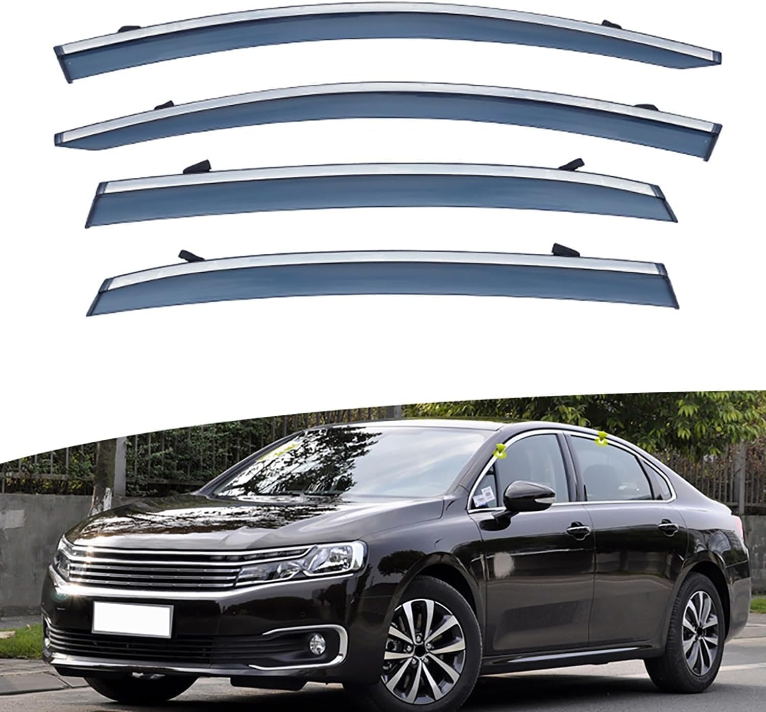 4 pcs Car Wind Deflectors for Citroen C6 MK2 2016-2020 2021 2022 2023 Double Cab Rain Guard Window Visor Cover Sunlight Shield Cover Exterior Car-styling Rain Shield