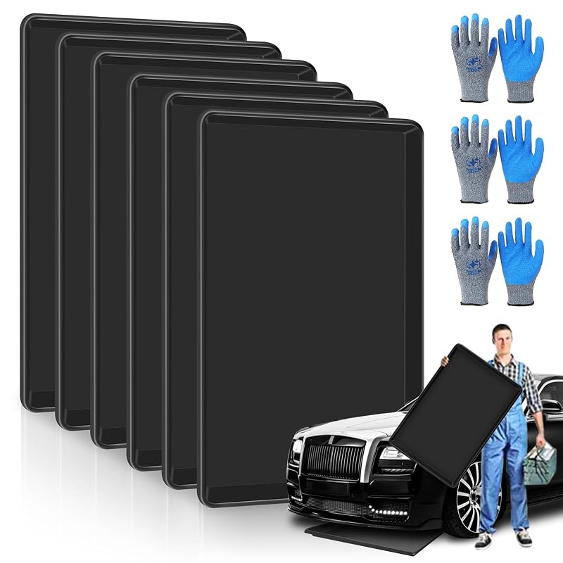 Kit com 6 coletores de óleo automotivos extragrandes Zejoot com borda elevada, capacidade de 19 L e luvas