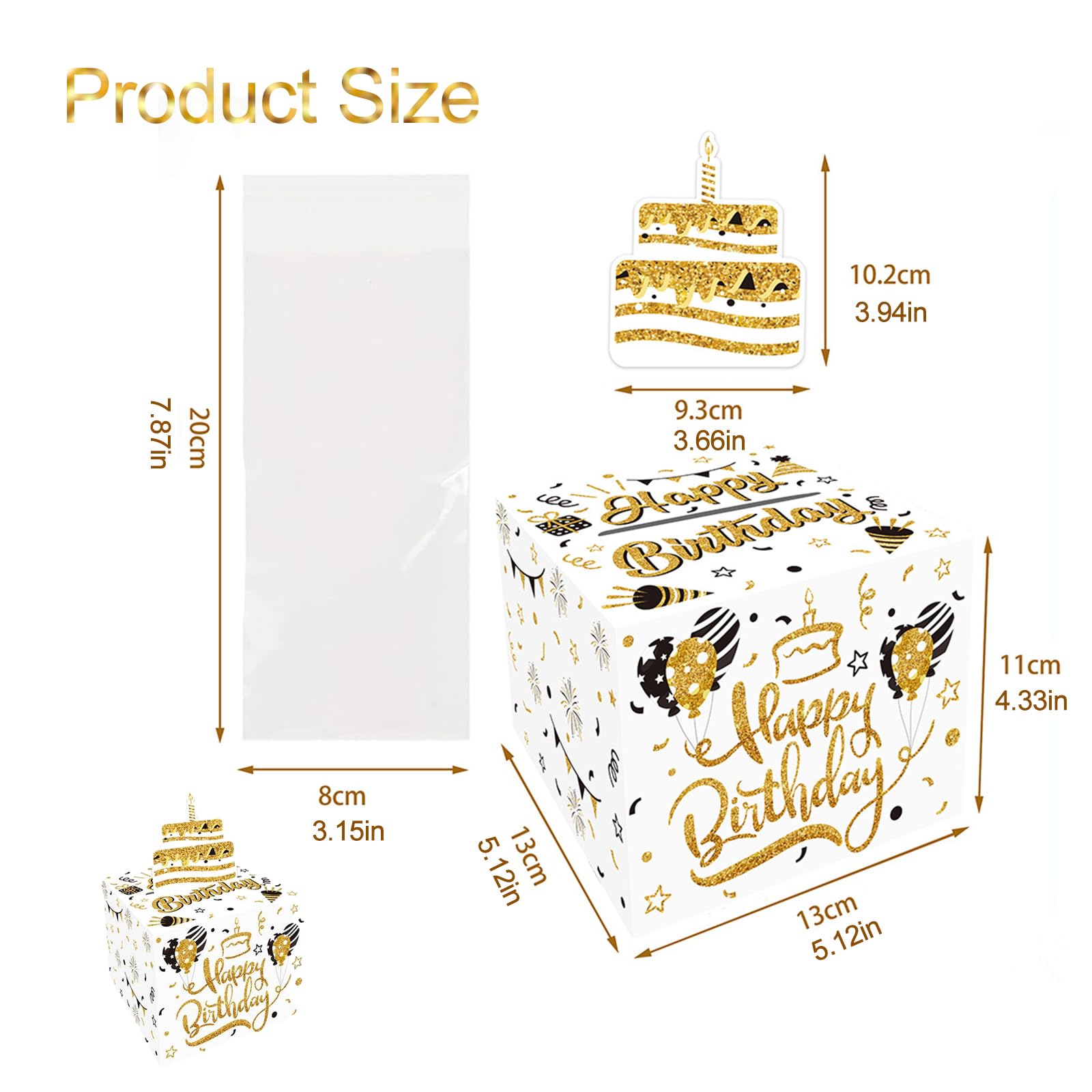 Salvadanaio A Sorpresa Per Compleanno - Scatola Regalo Per Soldi Fai Da Te - Nero E Oro Per Famiglia E Amici - Foto 11