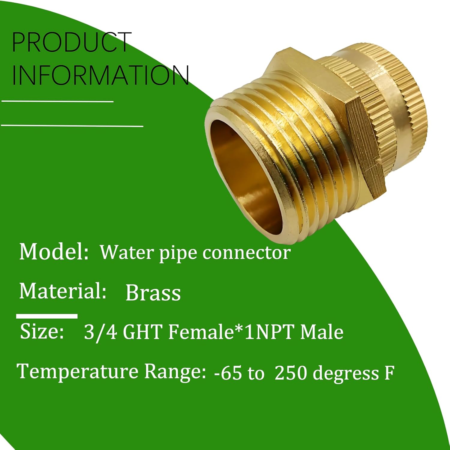 Brass 3/4" GHT Female x 1" NPT Male Thread Swivel Pipe Fitting Garden Hose Threaded to Pipe Threaded Adapter(Pack of to 2)