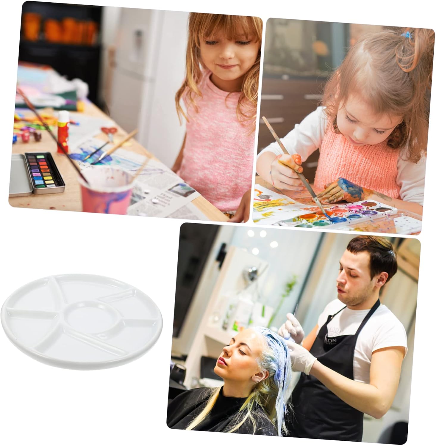 Ceramic Paint Tray for Watercolor Oil Painting Round Color Mixing Palette Divided Sections Easy to Clean and Store for Artists and Calligraphy Enthusiasts Portable Design