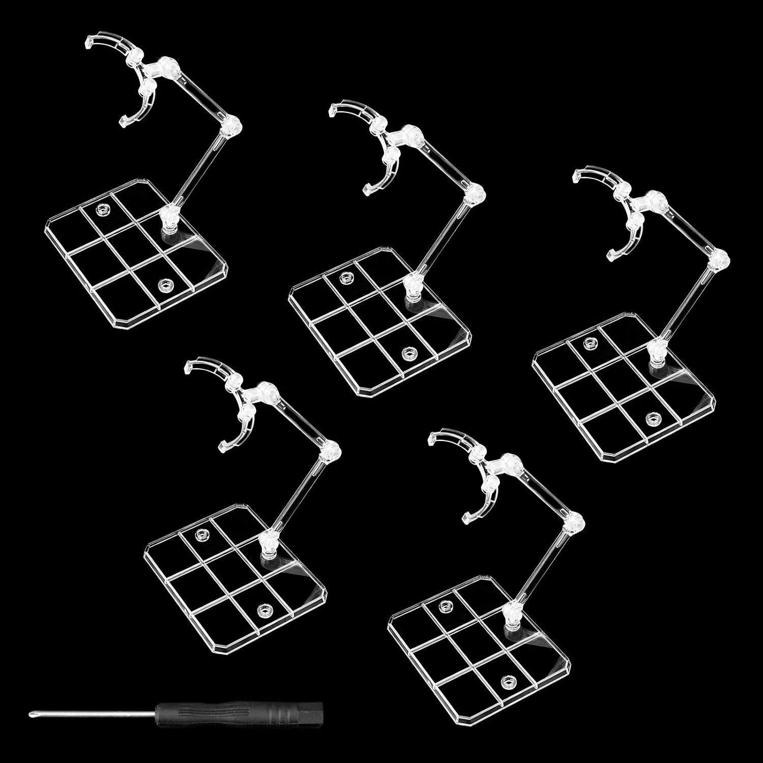 5pc Action Figure Stand, Display Holder for HG/RG/SD/SHE Gundam 1/144 Toy