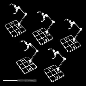 5pc Action Figure Stand, Display Holder for HG/RG/SD/SHE Gundam 1/144 Toy | Transparent Assembly Action Figure Display Holder Base, Doll Model Support Stand Compatible with Screwdriver