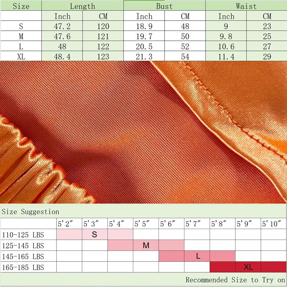 Women’s Strapless Satin Maxi Dress Lightweight Casual Everyday Tube Dress Orange - Image 3