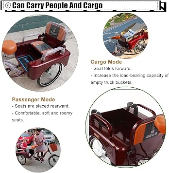 Adult Tricycle Cargo Bike - Comfortable Cruiser Bike with Folding Passenger Seat - Perfect for Shopping - Easy Installation