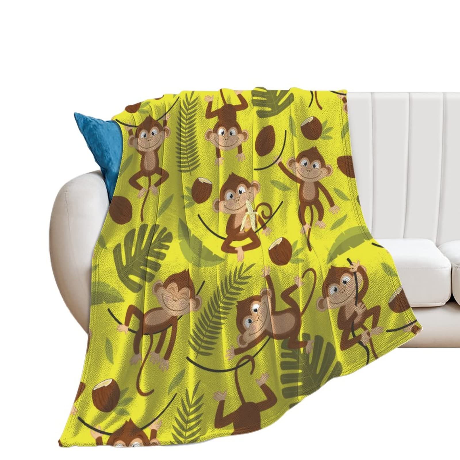 Coperta tropicale in pile di pino e banana, per divano, divano o letto, accoglienti e morbide coperte