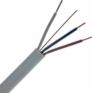 Zexum 2039 Cable de alimentación de 24 A, Color marrón, Negro y Gris, de Tres núcleos y Tierra, 6243B Plano LSZH de bajo Humo, sin halógenos, para iluminación, Blanco, 1 m