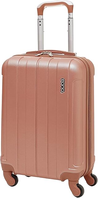 Amazon Brand  Eono Lightweight ABS Hard Shell Travel Trolley Carry On Hand Cabin Luggage Suitcase with 4 Wheels Rose Gold