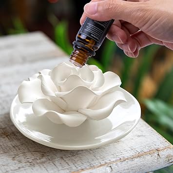 Passive Diffuser for Essential Oil-Ceramic Diffuser Non Electric Oil Diffusers for Small Mini Room, Desk Decorative, Bathroom (Impatiens)