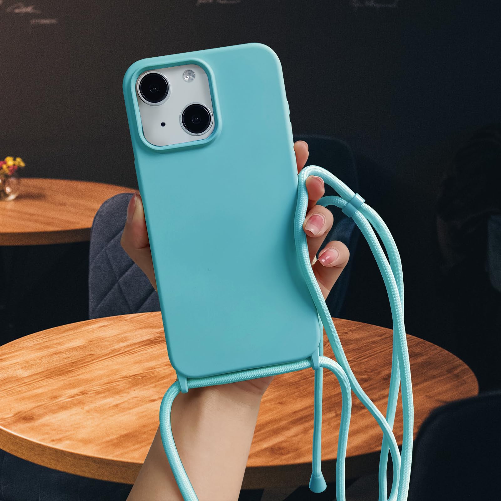 Fantastica custodia nera con cordino per iPhone 15 Pro