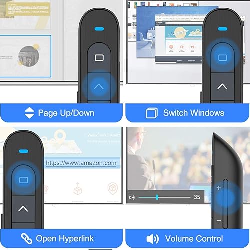 Miniatura 8 de Norwii N76 Clicker recargable de presentación con puntero, control remoto de presentación de largo alcance, presentador inalámbrico para Luz