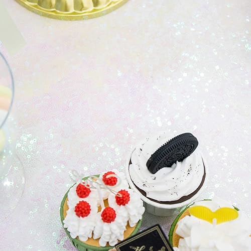 Miniatura 8 de TCBESTO Pink Sequin Tablecloth 90" Glitter Metallic Table Cover Round Sparkle Tablecloth for Easter Birthday Christmas Parties Showers Weddings