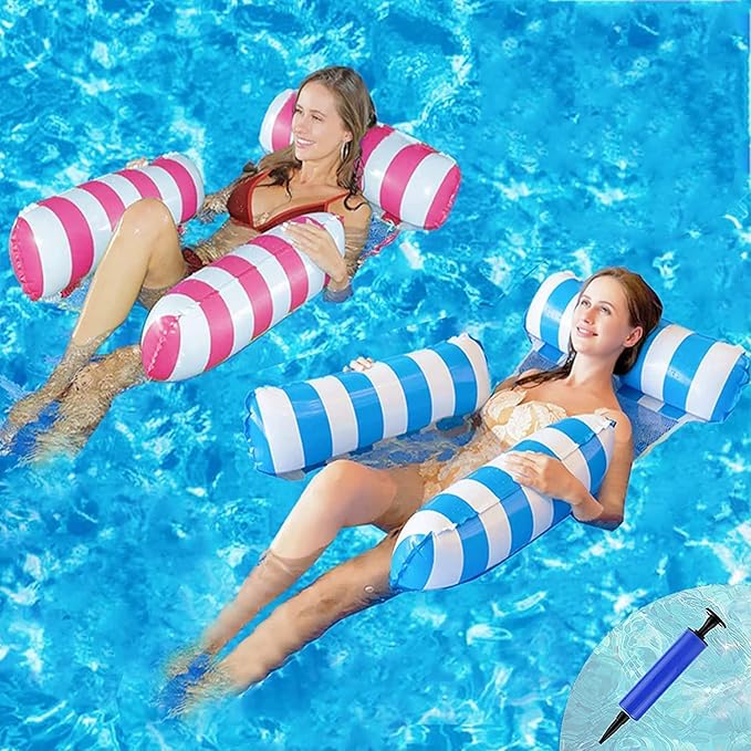 2 Pack Pool Float Water Hammock,Inflatable hammock Swimming Pool Float