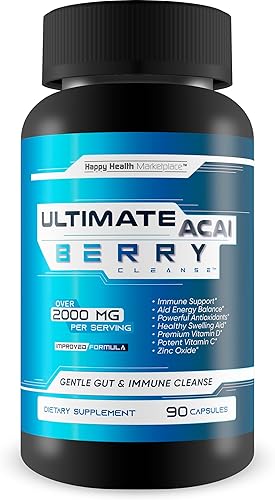 Ultimate Acai Berry Cleanse Detox Pills - Nuestro mejor suplemento de bayas de acai cápsulas de limpieza suave de colon - Cápsulas de acai de