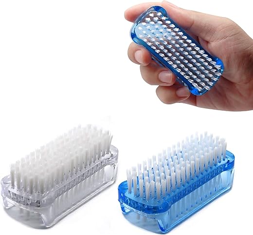 MEPOINT 2 Pcs Handle Grip Nail Brush Fingernail Cleaner Pedicure Scrub Foot Brushes Toes Cleaning Tool Kit (Multicolor) (PACK OF 2) (2-Double)