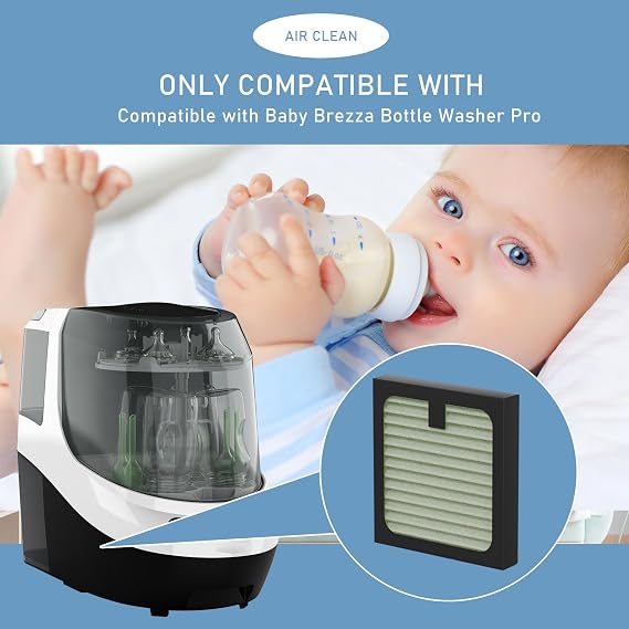 Pro HEPA Replacement Filter Compatible with Baby Brezza Baby Bottle Washer Pro, Air Clean Dust, 4-Pack
