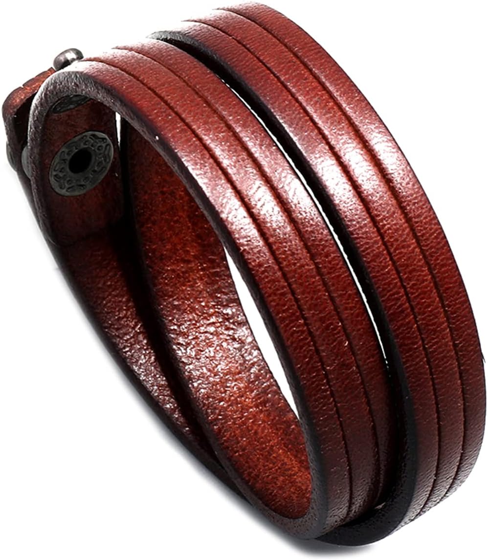 Xusamss Punk Jewelry Wristband Retro Multi Layer Leather Cuff Bracelet